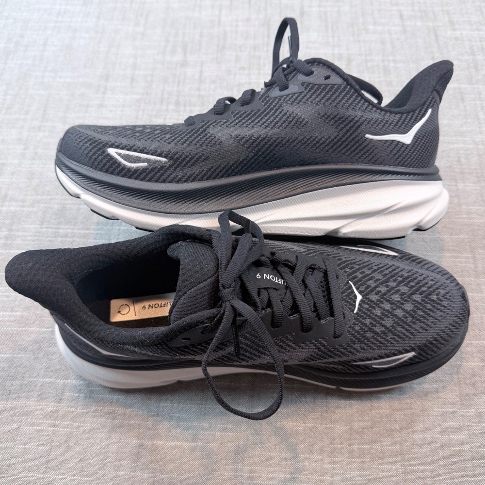 Hoka Clifton 9 Womens Running Shoes Black White 1127896 BWHT Size 7.5B - Picture 6 of 8